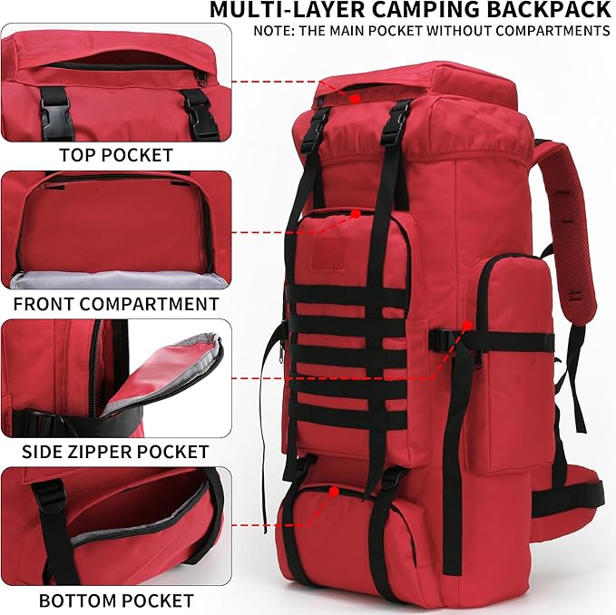 Hiking Backpack for Men 70L/100L Camping Backpack Military Rucksack Molle 3 Days Assault Pack for Climbing