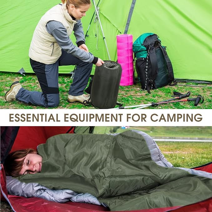Macarrie 10 Pcs Bulk Sleeping Bags for Homeless Donation Shelter Adults 0 Degree Waterproof Sleeping Bags with Compression Sack for Cold Weather Emergency Hiking Camping Warm
