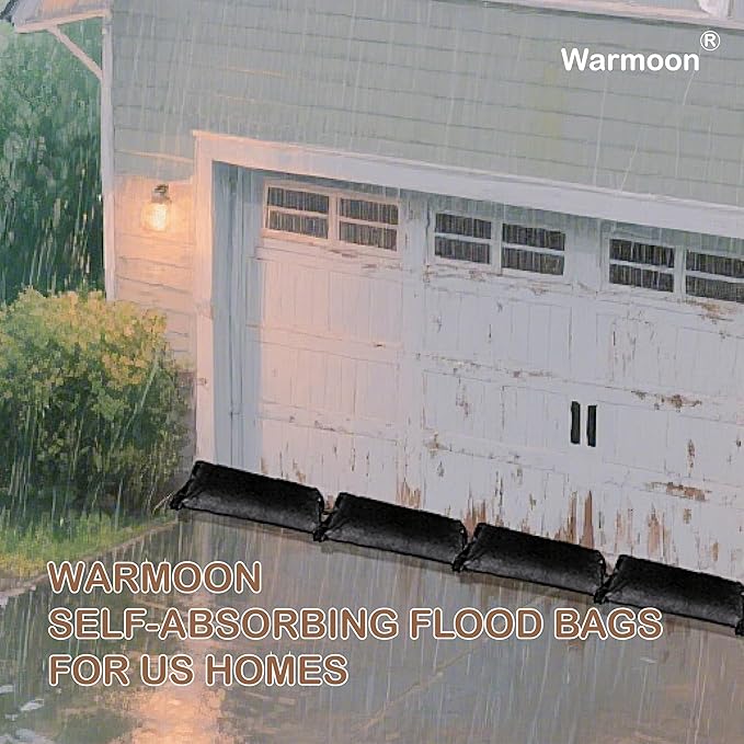 1FT*2FT Warmoon Self-Absorbing Flood Bags with Handles for US Homes - Ideal Barriers for Doorways, Garages & Basements (1ft*2ft (Pack of 10))