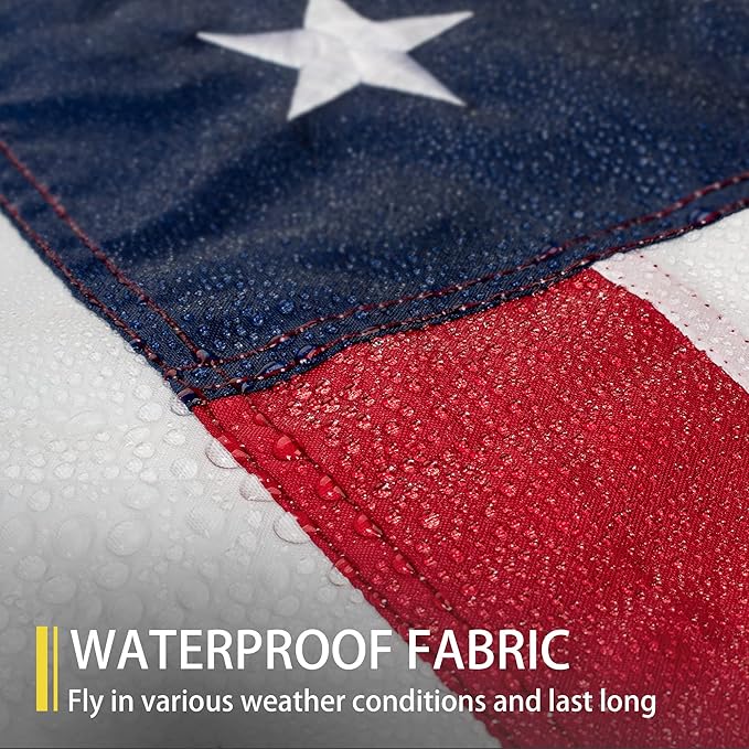 American Flag 5x8 FT Outdoor, Heavy Duty High Wind Large US Flag, Embroidered Stars, 3 Brass Grommets, Oversized Indestructible Tough USA Flags Suitable for Outside