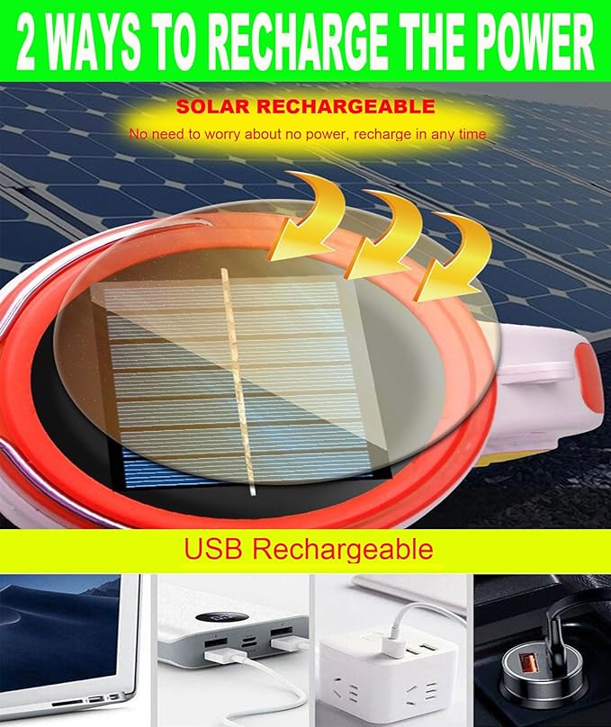 SUYOOULIN Solar Rechargeable LED Flashlight Lantern, Super Bright 10000LM Handheld LED Spotlight Searchlight, Multifunction Camping Lantern Work Light, 5 Light Modes, Waterproof for Emergency, Home