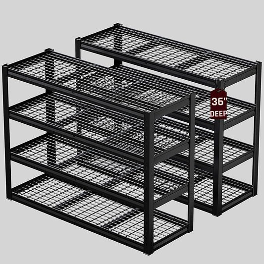 36" D Storage Shelves, 68" W Garage Shelving Heavy Duty Metal Adjustable Garage Shelves, Shelving Units Industrial Shelving for Warehouse, 68" W x 36" D x 68" H, 2 Pack