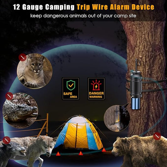 Perimeter Trip Alarm, 12 Gauge Camping Trip Wire Alarm Device, Early Warning Security Safety/Bear Deterrent,Camp -4Pack