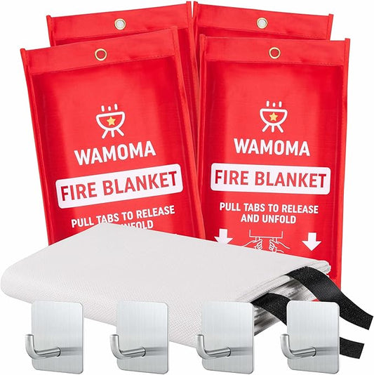 Fire Suppression Blanket with Hooks - Waterproof, Oil-Resistant, Fiberglass Fire Blanket for Home, Kitchen, Grill, BBQ, Fireplace with Rapid Deployment | Reusable Fire Resistant Safety Sheet