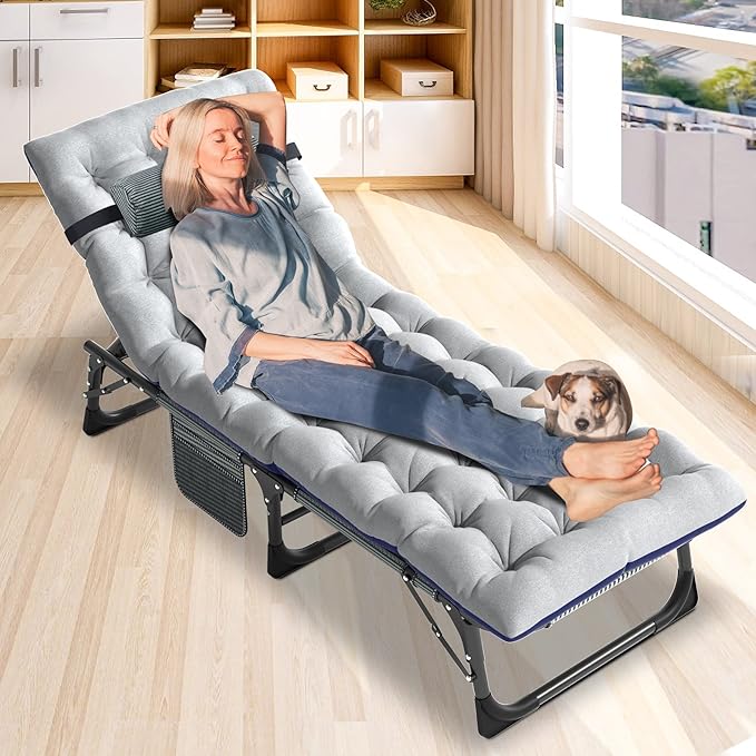 ABORON Heavy-Duty Folding Guest Bed for Adults, 500lb Capacity, Portable Extra Cot with 1227D Double Layer, Ideal for Indoor Guest Stays & Temporary Home Use