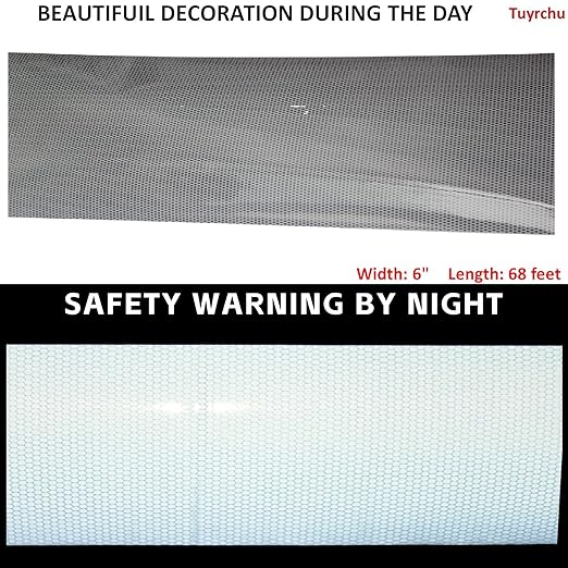 Non Fading Silver Reflective Tape 6 inch Wide, Outdoor Waterproof Safety Adhesive Stickers, High Visibility Industrial Marking Tape (68 feet)
