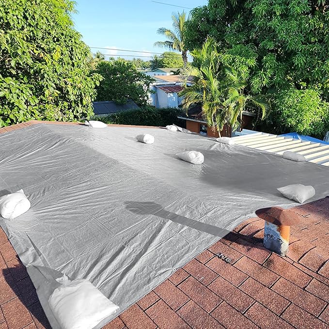 Sliver Tarps Heavy Duty Waterproof, 12 Mil Large Tarpaulin with Grommets and Reinforced Edges, UV Tear Fade Resistant, Heavy Duty Tarpaulin for Outdoors Patio Camping, 18 * 24FT