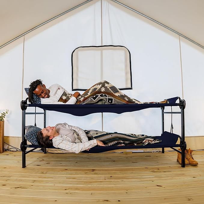 Disc-O-Bed Large Outdoor Modular 1 Person Single Camping Cot Portable Bed for Adults, Sleep Solution for Tents, Navy