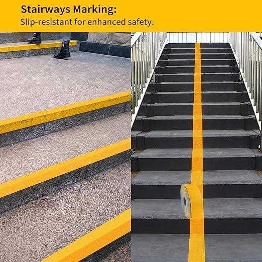 Reflective Pavement Tape, Slip-Resistant & Durable. Heavy-Duty Rubber Base for Outdoors. Ideal for Driveways, Walkways & Parking Areas (Yellow, 4 Inch X 148 Feet)