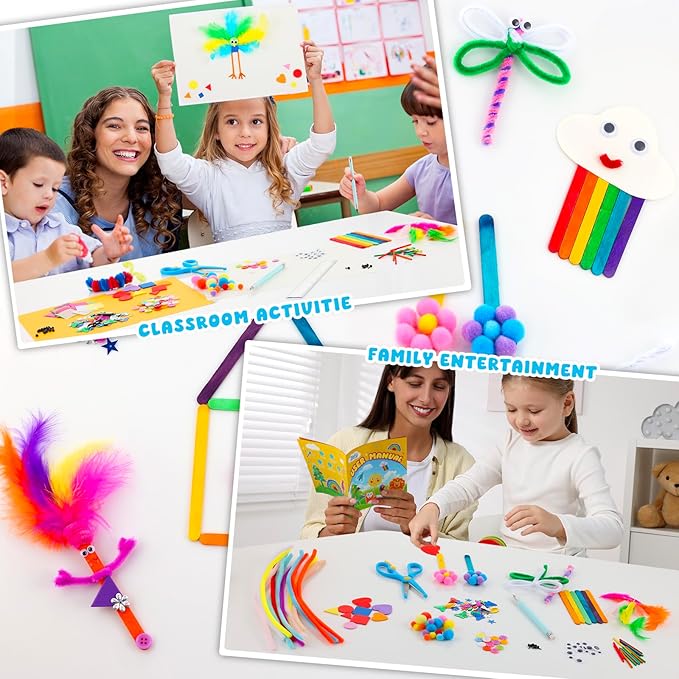 Zefy 3200+ Pcs Arts and Crafts Supplies for Kids, All in One Craft Kits with 12 Crafts Design, DIY School Supplies Kit Craft Box Christmas Gifts for Girls Boys Ages 4-12
