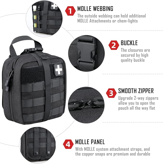 LIVANS 1000D First Aid Bag Empty Medical Ifak Pouch Molle EMT Pouches Rip-Away Tactical Military Trauma Emergency Medic Bag