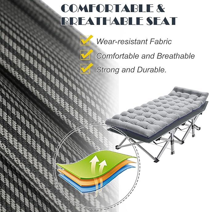 ABORON Heavy-Duty Folding Guest Bed for Adults, 500lb Capacity, Portable Extra Cot with 1253D Double Layer, Ideal for Indoor Guest Stays & Temporary Home Use
