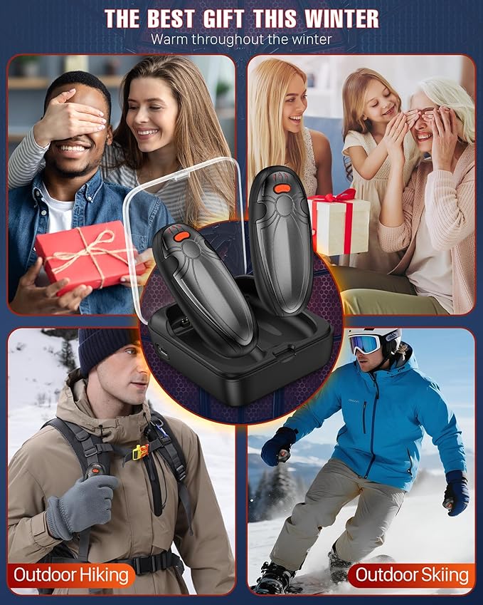 Hand Warmers Rechargerable 2 Pack - 14000mAh Electric AI Handwarmers with Charging Case, Magnetic 2 in 1 Pocket Heater, Stocking Stuffers, Gifts for Women/Christmas/Golf/Camping Accessories