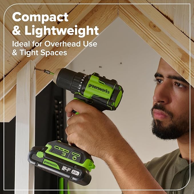 GREENWORKS 24V (8-TOOL) Combo (Drill, Impact Driver, Circular Saw, Reciprocating Saw, Jigsaw, Multi-Tool, Sander, Flashlight), 4.0Ah + (2) 2.0Ah (Power Bank) Batteries, (2) Cables, 65W Rapid Charger