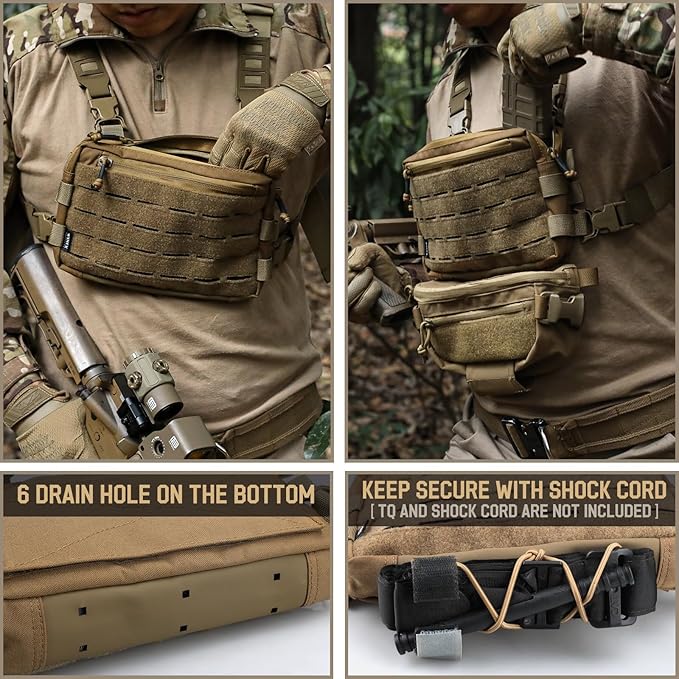 WYNEX Tactical Chest Rig Pack for Men, Running Chest Bag with Front Loop Recon Chest Rigs for Hunting Outdoor EDC
