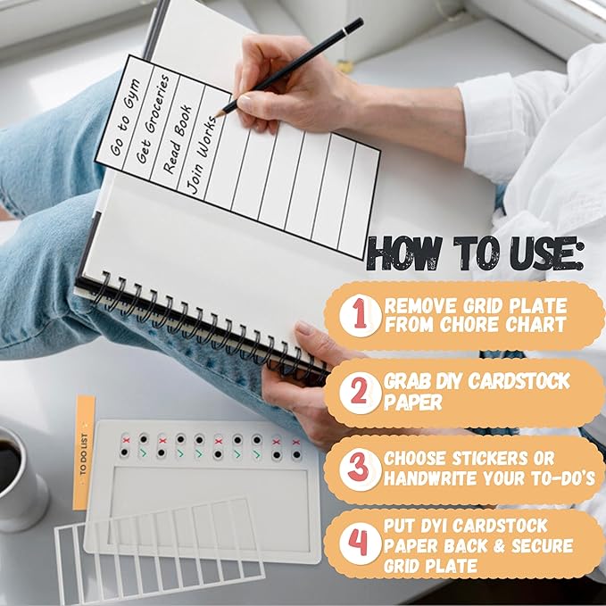 Magnetic Checklist Chore Board with Chore Sticker Book, Chores Chart for Kids, Set of 2 Magnetic Customizable Chore Charts with Insert Paper and 212 Stickers, Chore Chart for Multiple Kids
