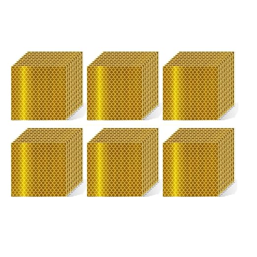 Yellow Reflective Stickers 3 inch X 3 inch, Outdoor Waterproof High Visibility Warning Safety Adhesive Reflector Tape (60 Pcs)