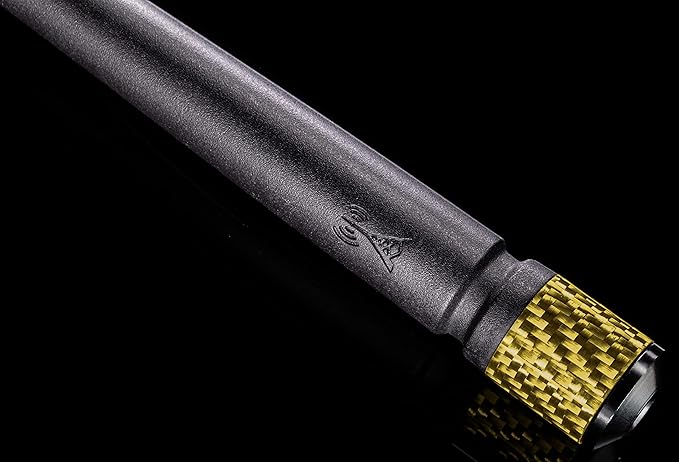 Votex - The Spartan - 13 3/4 Inch Rubber Antenna - USA Stainless Steel Threading - Gold Carbon Fiber Trim - Tuned Internal Copper Coil - A601-HHU-15
