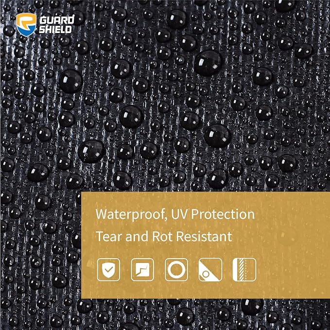 GUARD SHIELD Tarps Heavy Duty Waterproof 10x12 Feet Black Poly Tarp Cover Outdoor Thick UV Resistant Tarpaulin with Grommets 10mil (2-Pack)