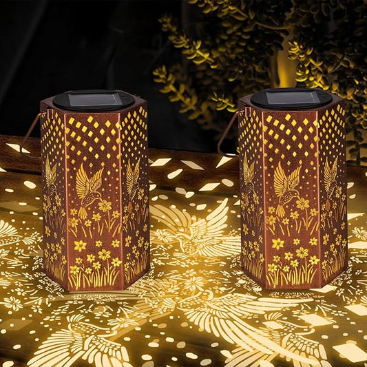 4 Pack Hummingbird Solar Lanterns Outdoor Waterproof - Christmas Gifts for Women, Men, Mom, Solar Lights Outdoor Hanging Garden Decor for Outside, Patio, Outdoor, Yard, Lawn, Balcony