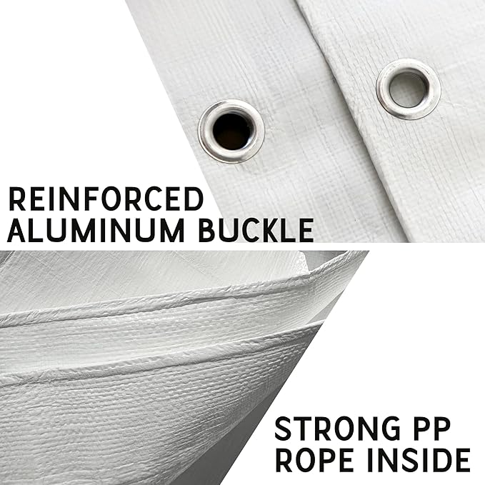 STARPYNG-12 Mil White 12x16 Feet Tarp-Heavy Duty Poly Tarp-Cover,Waterproof, UV Resistant, Weather Resistant, Cover Cars, Boats, Courtyards,Camping