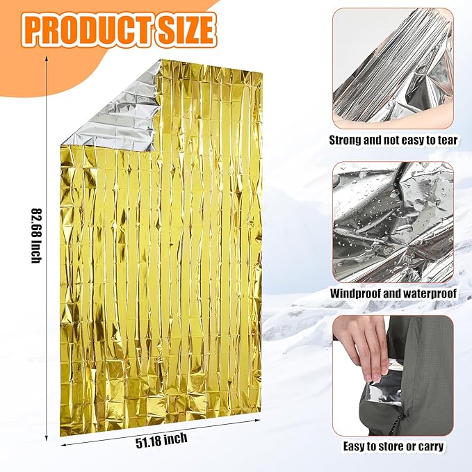 96 Pcs Emergency Blanket Thick Socks Winter Bulk Homeless Survival Care Supplies Kit for Cold Weather Outdoor Camping Hiking (Bright)
