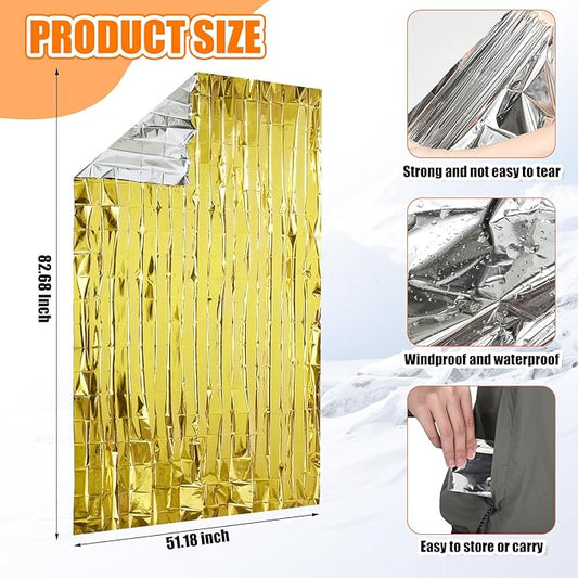 96 Pcs Emergency Blanket Thick Socks Winter Bulk Homeless Survival Care Supplies Kit for Cold Weather Outdoor Camping Hiking (Neutral)