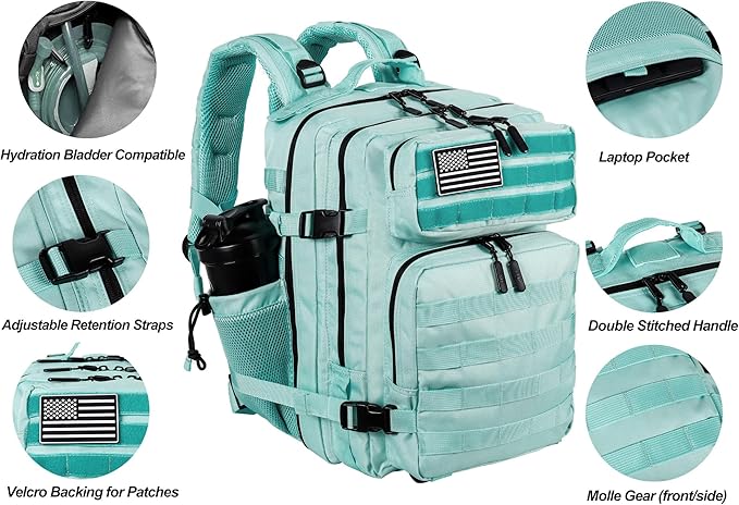 LHI Tactical Military Backpack for Men and Women 25L/35L Army Assault Pack Bag Small Rucksack with Bottle Holder