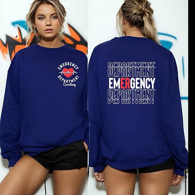 Personalized Emergency Department Sweatshirt, ER Nurse Shirt with Name, Medical Staff Sweater, Hospital Team Crewneck, Nursing Gift for Healthcare Workers, Healthcare Workers Matching Apparel GIft