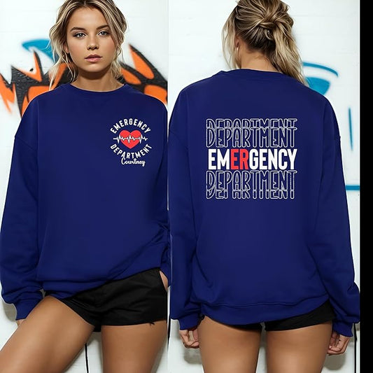 Personalized Emergency Department Sweatshirt, ER Nurse Shirt with Name, Medical Staff Sweater, Hospital Team Crewneck, Nursing Gift for Healthcare Workers, Healthcare Workers Matching Apparel GIft