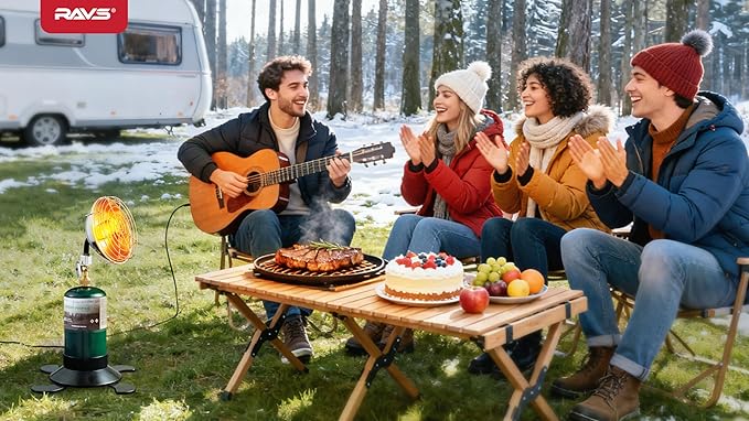 Ravs Portable Propane Heater for Camping, 6500BTU Outdoor Tent Heater with Foldable Tank Holder and Control Valve, Golf Cart Heater for Hiking, Ice Fishing, Hunting, Backyard, Fuel not Included