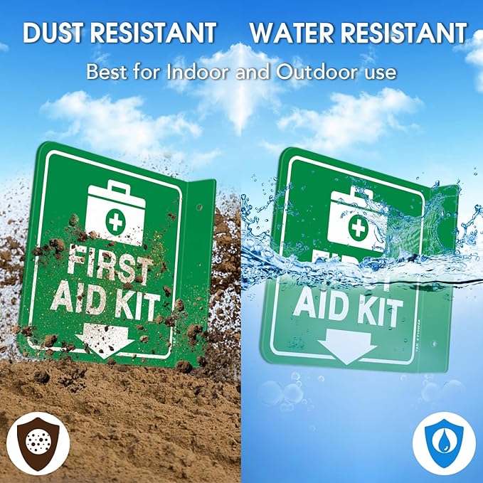 T&R First Aid Kit Sign, First Aid Kit with Down Arrow - 2 Pack - 6 x 6 Inches Acrylic, 2 pre-drilled holes, Includes Matching Screws, Use for Office/Business