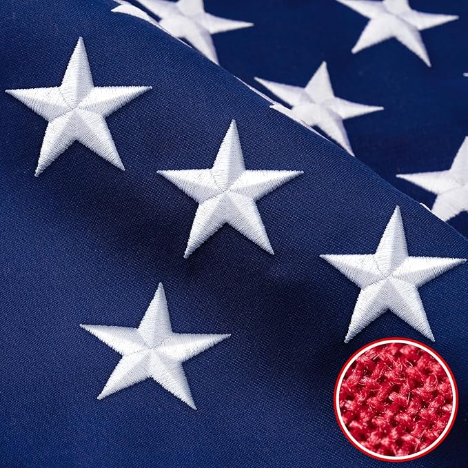American Flag 6x10 FT TearProof Series, Heavy Duty Tough Spun Polyester USA Flags High Wind for Outside Outdoor with Durable Embroidered Stars Sewn Stripes Brass Grommets