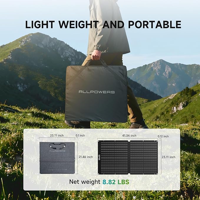 ALLPOWERS SOLAX SE100 100W Portable Solar Panel,High-Efficiency 23%-25% Monocrystalline Folding Solar Charger for Solar Generator,Camping&RV,12V/24V Compatible,IP68 Waterproof