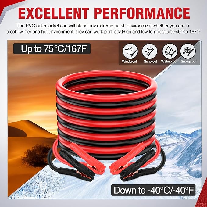 Nilight Jumper Cables for Car Battery 1 Gauge 30 FT Booster Cable Heavy Duty 900 A CCA with Carrying Bag Jump Start Emergency Kit Pickup Truck RV Vans SUV