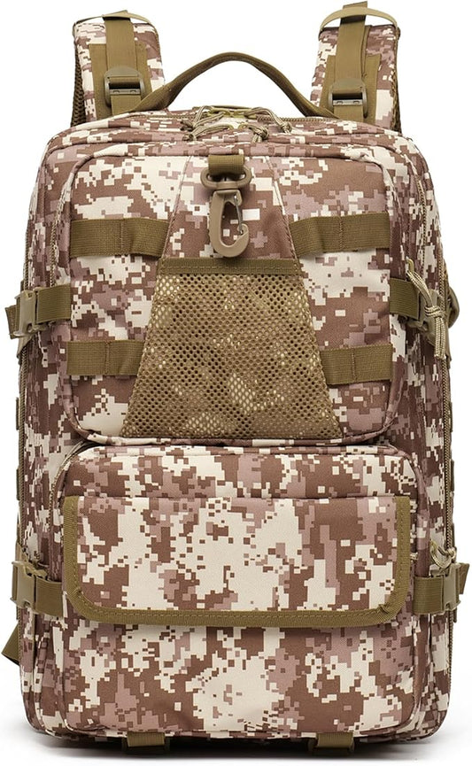 aiGear 50L Military Tactical Backpack 3 Days Assault Pack Large Day Backpack for Men Molle Army Bug Out Bag Waterproof Heavy Duty Hiking Trekking Rucksack - Khaki Camo
