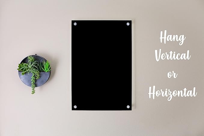 Acrylic Dry Erase Board for Wall with Stylish Border - Shipped Next Day, Made in USA, Non-Magnetic Whiteboard, Wall Mounted Board, Easy to Clean (Black - 11x14)