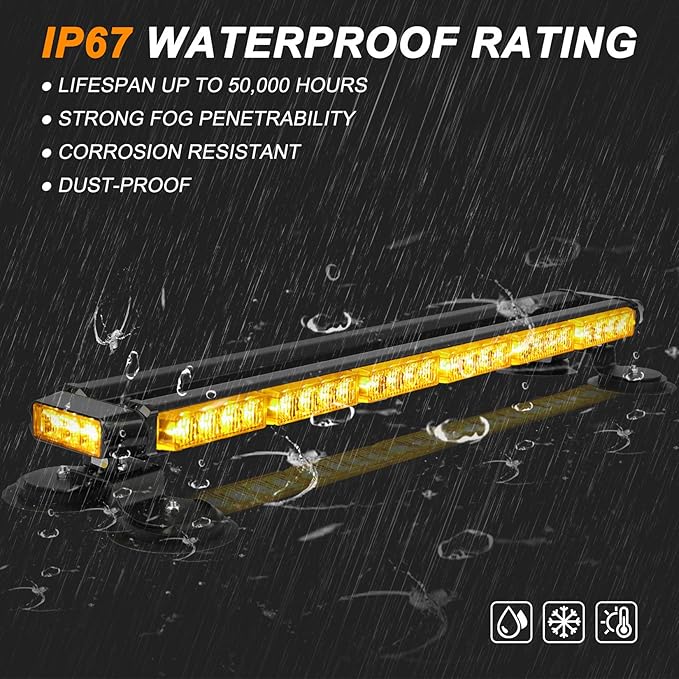 ASPL 29.5" 54 LED Strobe Light Bar Double Side Flashing High Intensity Emergency Warning Flash Strobe Light with Magnetic Base for Safety Construction Vehicles Tow Trucks Pickup (Amber)