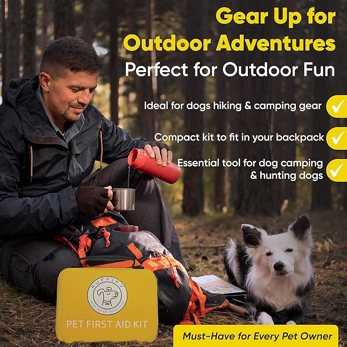 Dog First Aid Kit – 27 Essential Items Pet Emergency Kit Accessories for Car, Travel, Hunting, Hiking & Camping Gear with Mini Pouch for Home, Office & Outdoor Adventures