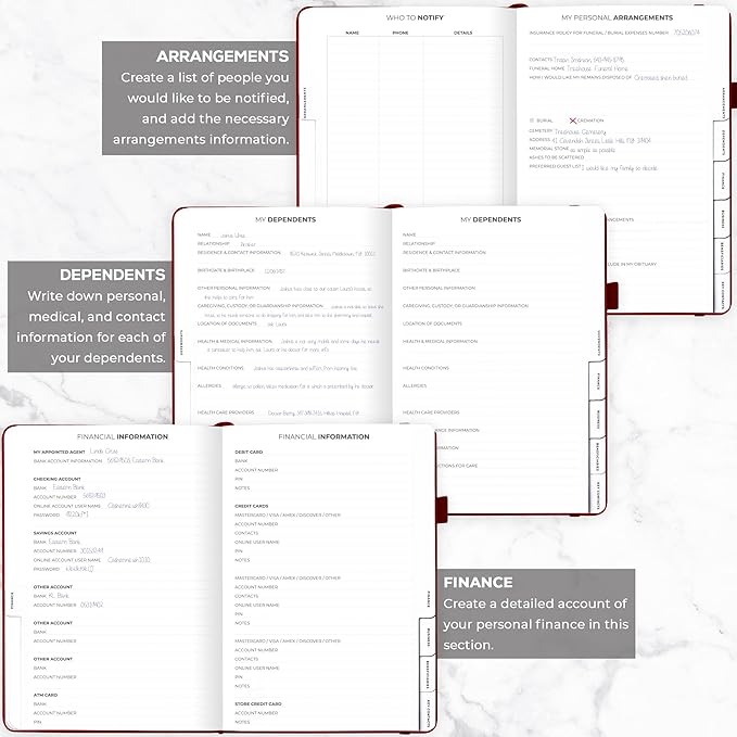 Clever Fox Large End of Life Planner – Guided Final Arrangements Organizer Notebook for Instructions, Beneficiary Info, Will Preparation, Last Wishes & Funeral Planning – 8.5" x 11" (Burgundy)