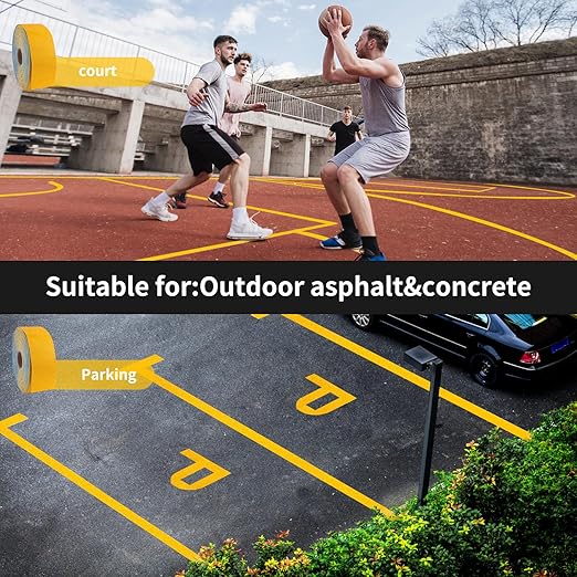 Reflective Pavement Tape, Slip-Resistant & Durable. Heavy-Duty Rubber Base for Outdoors. Ideal for Driveways, Walkways & Parking Areas (Yellow, 4 Inch X 148 Feet)