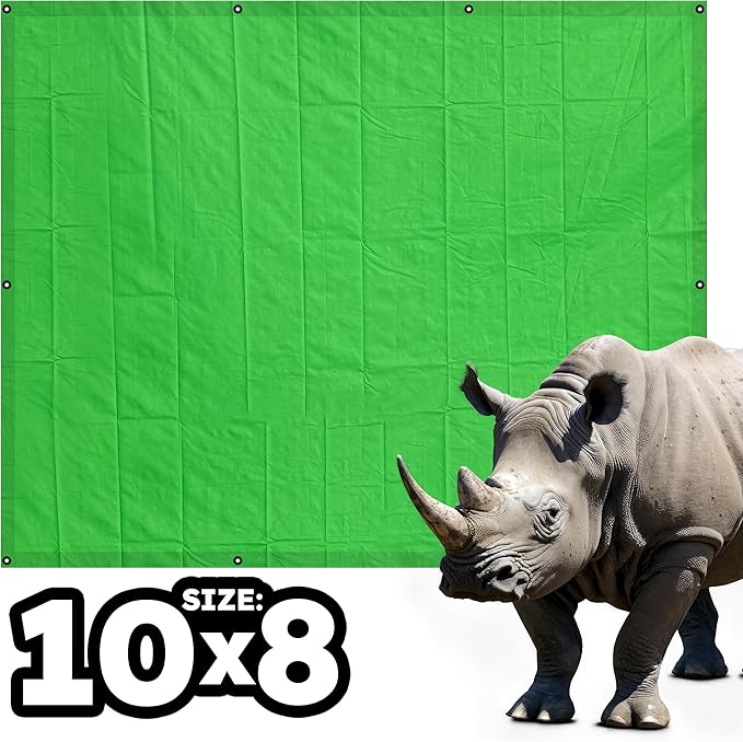 RENEGADE Industrial Tarp 10x8 ft Green – Heavy Duty, Waterproof, UV-Resistant, PFAS-Free – All-Purpose Tarpaulin for Construction, Outdoor Projects, Camping & Equipment
