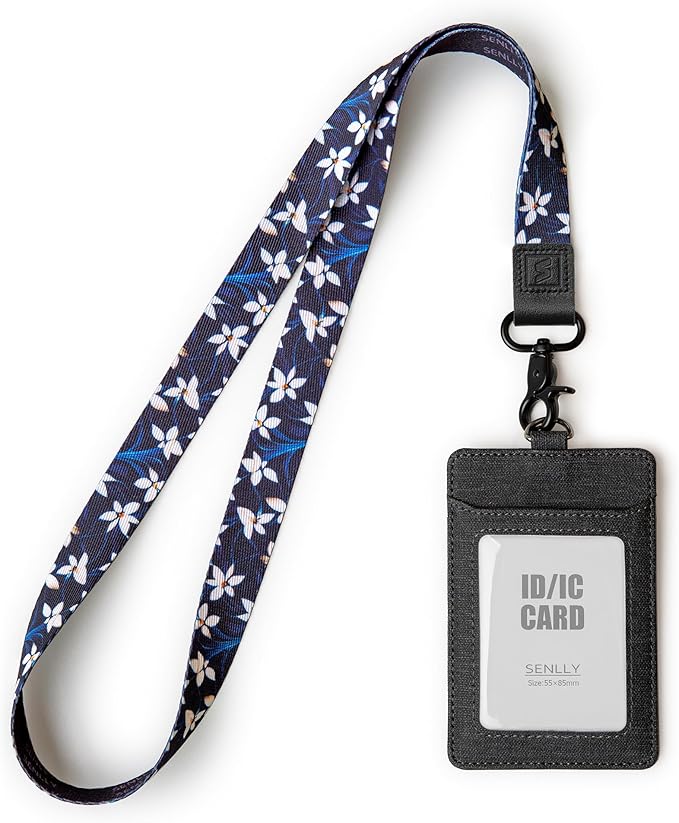 SENLLY ID Badge Holder Gift with Cute Neck Lanyard Strap, 2 Card Slots and 1 Clear ID Window, for Women and Men