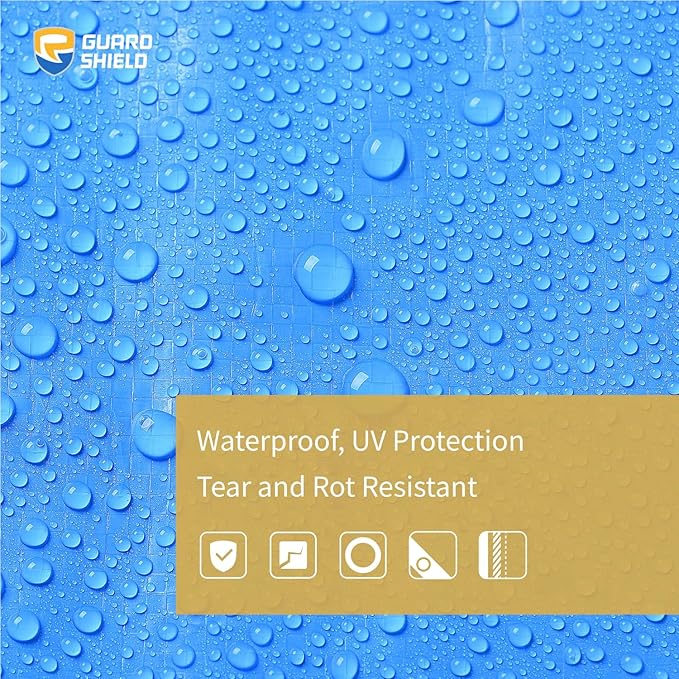 GUARD SHIELD Blue Tarp Waterproof 10x16 Feet Medium Duty All Purpose Poly Tarps Cover 7mil