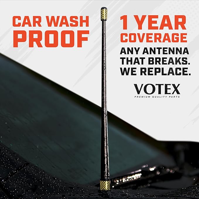 Votex - The Spartan - 13 3/4 Inch Short Flexible Rubber Antenna - Gold Carbon Fiber Trim - Tuned Internal Copper Coil - Part Number A601-NNO-15