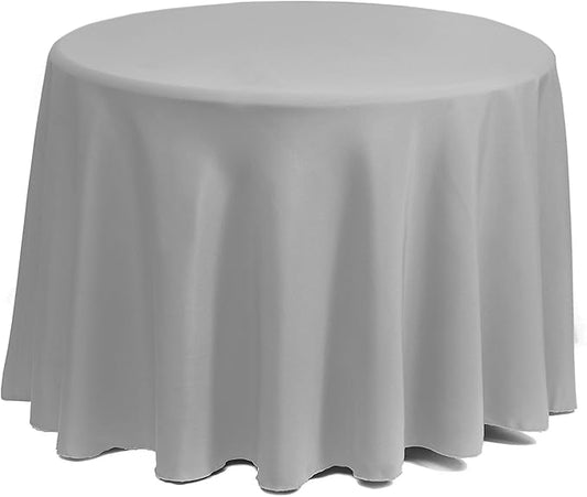 Gee Di Moda Round Tablecloth - 70 Inch Silver Round Table Cloth for 24 to 48 Inch Round Tables - Heavy Duty Washable Fabric - for Buffet Table, Holiday Party, Dinner, Wedding & Baby Shower