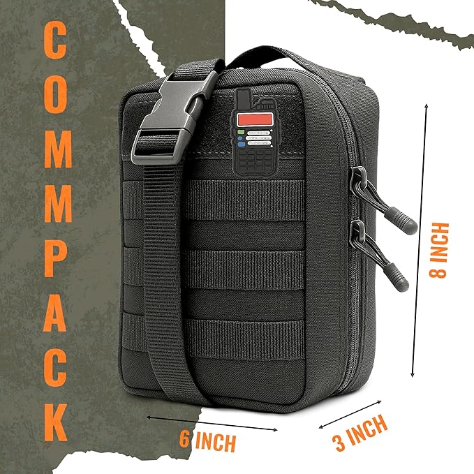 Ham Radio Go Bag with Tear-Away Hook and Loop Back - Molle Compatible, Multi-Pocket Design for Radios, Cables, and Gear - Great for Radio Bugout Bag and Survival Kit