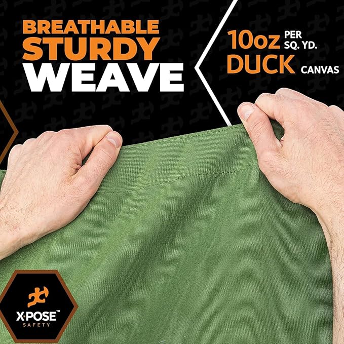 Xpose Safety Canvas Tarp - 10oz Green Canvas Tarps Heavy Duty Water Resistant with Brass Grommets- Multipurpose Outdoor Tarpaulin for Camping, Canopy, Trailer, Equipment Cover 7' x 9' (2 Pack)