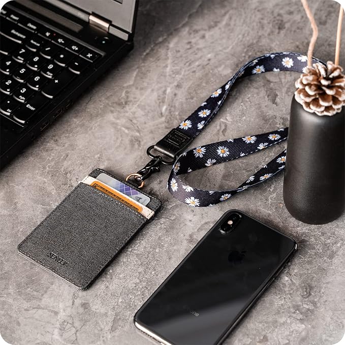 SENLLY ID Badge Holder Gift with Cute Neck Lanyard Strap, 2 Card Slots and 1 Clear ID Window, for Women and Men