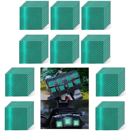 Non Fading Green Reflective Stickers 2 inch X 2 inch, Outdoor Waterproof High Visibility Warning Safety Adhesive Reflector Tape (100 Pcs)